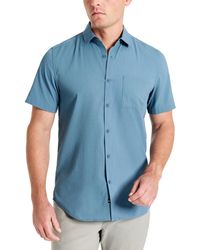 Kenneth Cole - Slim Fit Short-sleeve Mixed Media Sport Shirt - Lyst