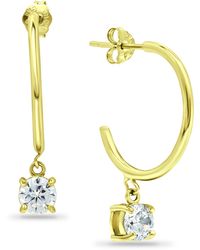 Giani Bernini - Cubic Zirconia Dangle Hoop Earrings In 18k Gold-plated Sterling Silver, Created For Macy's - Lyst