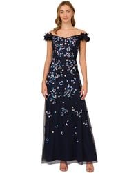 Adrianna Papell - Beaded Off-the-shoulder Ball Gown - Lyst