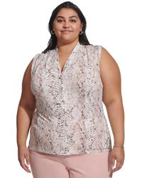 Calvin Klein - Plus Size Printed Sleeveless V-neck Camisole Top - Lyst
