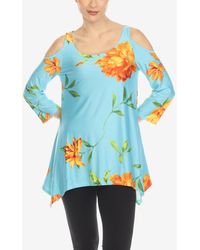White Mark Floral Printed Cold Shoulder Tunic Top in White | Lyst