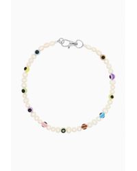 Velvet Luna - Natural Pearl Necklace With Multicolor Eye Ceramic Beads 16′′ - Lyst