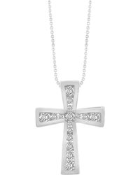 Macy's - Diamond Channel-set Cross 18" Pendant Necklace (1/2 Ct. T.w. - Lyst