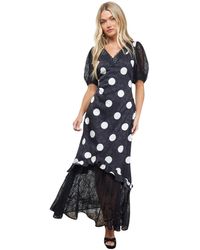 Oasis - Frill Detail Puff Sleeve Midi Dress - Lyst