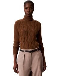 Calvin Klein - Lux Cable Knit Wool-blend Turtleneck - Lyst