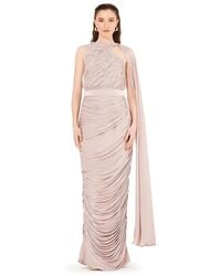 Amiri - Asymmetric Cutout Ruched Dress With Single Cape Sleeve - Lyst