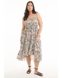 June + Vie - June + Vie Plus Size June + Vie Tiered Smocked Midi Dress - Lyst