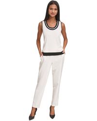 Karl Lagerfeld - Karl Lagerfeld Scoop-neck Sleeveless Knit Top - Lyst