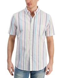 Club Room - Lucky Striped Short-sleeve Seersucker Shirt - Lyst