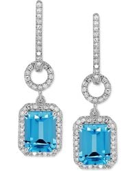 Macy's - Swiss Blue Topaz (3-5/8 Ct. T.w.) & Diamond (3/8 Ct. T.w.) Drop Earrings In Sterling Silver - Lyst