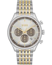 BOSS - Boss Gregor Quartz Chronograph Stainless Steel And Ionic Gold-tone Plated Steel Watch 45mm - Lyst