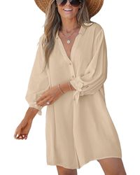 CUPSHE - V-neck Button Front Cover-up Dress - Lyst
