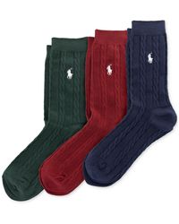 Polo Ralph Lauren - 3-pk. Cable-knit Crew Socks - Lyst