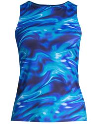 Lands' End - Chlorine Resistant High Neck Upf 50 Modest Tankini Swimsuit Top - Lyst