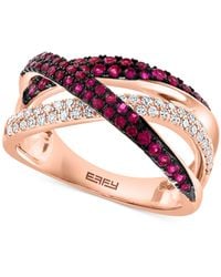 Effy - Effy® Ruby (1/2 Ct. T.w.) & Diamond (1/4 Ct. T.w.) Crossover Ring In 14k Rose Gold - Lyst
