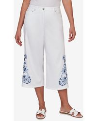 Ruby Rd. - Petite Embroidered-hem Denim Capri Pants - Lyst
