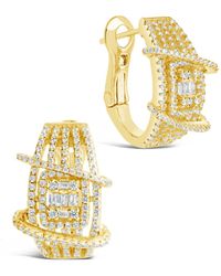 Sterling Forever - Leigh Cubic Zirconia Statement Hoop Earrings - Lyst