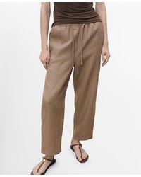 Mango - Drawstring Linen Pants - Lyst