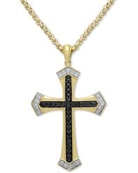 Macy's - Black & White Diamond Cross 22" Pendant Necklace (1/2 Ct. T.w. - Lyst