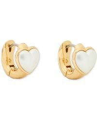Kate Spade - Gold-tone Small Cubic Zirconia Heart huggie Hoop Earrings - Lyst