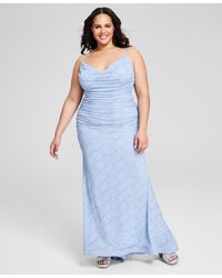 B Darlin - Trendy Plus Size Glitter-knit Ruched Gown - Lyst