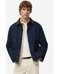 Mango - Corduroy Collar Quilted Denim Jacket - Lyst