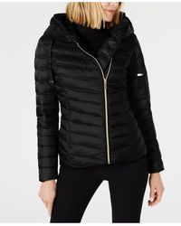 Laundry by Shelli Segal Asymmetrical Hooded Packable Puffer Coat - Black