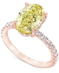 Macy's - Badgley Mischka Igi Certified Lab Grown Yellow Diamond Oval-shaped Engagement Ring (3-1/2 Ct. T.w. - Lyst