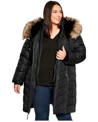 Avenue - Chevron Long Puffer Coat - Lyst
