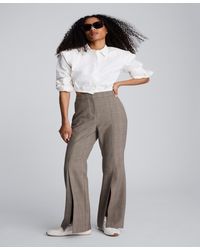 Kenneth Cole - Plaid Fly Front Flare Pants - Lyst