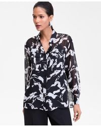 INC International Concepts - Printed Long-sleeve Blouse - Lyst