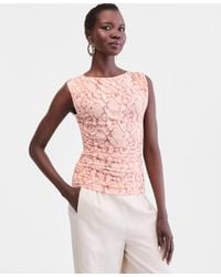 INC International Concepts - Printed High-neck Ruched Mesh Tank - Lyst