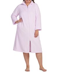 Miss Elaine - Plus Size Solid Long-sleeve Zip Robe - Lyst