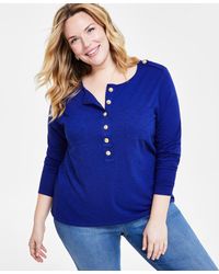 INC International Concepts - Plus Size Button-front Long-sleeve Top - Lyst
