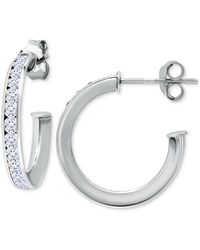 Giani Bernini - Cubic Zirconia Channel Set Small Hoop Earrings - Lyst