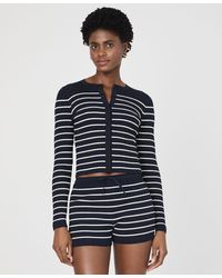 French Connection - Striped Crinkle-knit Slim-fit Cardigan - Lyst