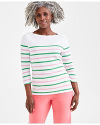 Style & Co. - Pima Cotton Striped 3/4-sleeve Top - Lyst