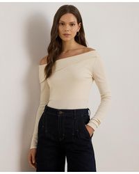 Ralph Lauren - Ribbed Asymmetrical Off-the-shoulder Top - Lyst