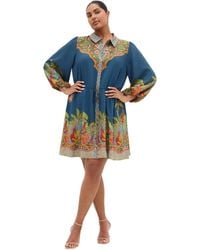 City Chic - Plus Size Fools Paradise Print Collared Mini Dress - Lyst