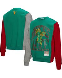 Mitchell & Ness - And Â Milwaukee Bucks Hardwood Classics Split 3 Pullover Sweatshirt - Lyst
