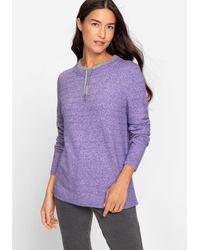 Olsen - Long Sleeve Drawstring Jewel Neck Melange Knit Sweater - Lyst