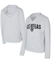 Concepts Sport - White/gray Las Vegas Raiders Liftoff Striped V-neck Hoodie - Lyst