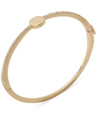 DKNY - Gold-tone Pave Logo Thin Bangle Bracelet - Lyst