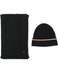 Tommy Hilfiger - 2-piece Wide Rib Global Stripe Cuff Beanie And Scarf Set - Lyst