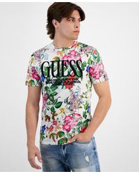 Guess - Floral Embroidered Logo Graphic T-shirt - Lyst