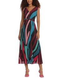 Donna Morgan - Printed Pleated Maxi Dress - Lyst