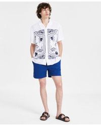 Sun & Stone - Sun Stone Conrad Regular Fit Tropical Paisley Button Down Camp Shirt Regular Fit Solid 5 Drawstring Shorts Created For Macys - Lyst