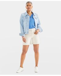 Style & Co. - High-rise Belted Cuffed Denim Shorts - Lyst