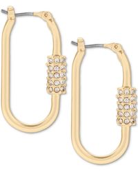 Lucky Brand Gold-tone Pavé Carabiner Hoop Earrings - Metallic