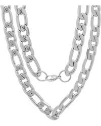 Steeltime - Stainless Steel Accented 10mm Figaro Chain Link 24" Necklaces - Lyst